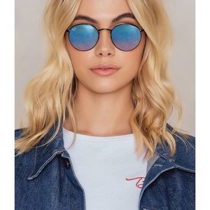 RAY BAN ROUND FLASH LENSE BLUE GRADIENT MIRRORS